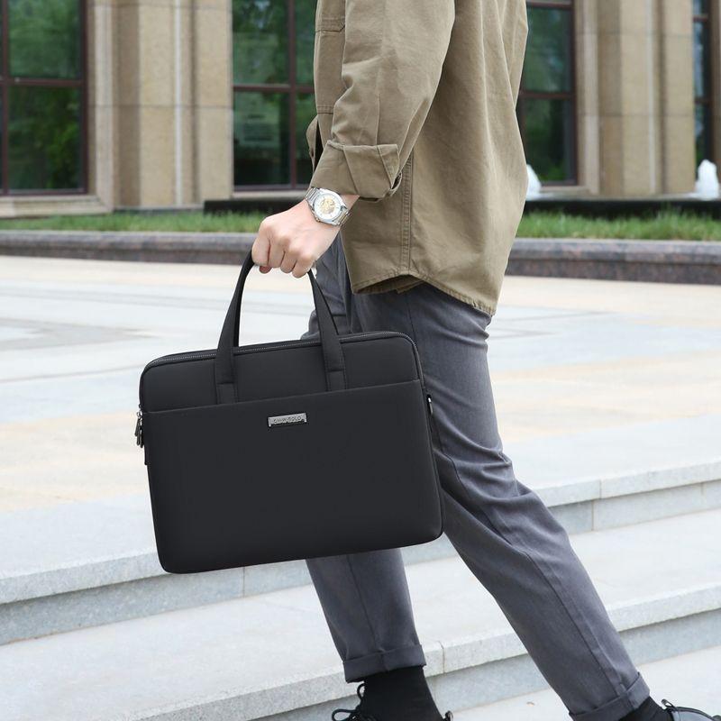 

Paul All Oxford Canvas Men Large Capacity Horizontal Handbag Business Casual Information Computer Bag Briefcase for Men Small size Black (38*10*28)