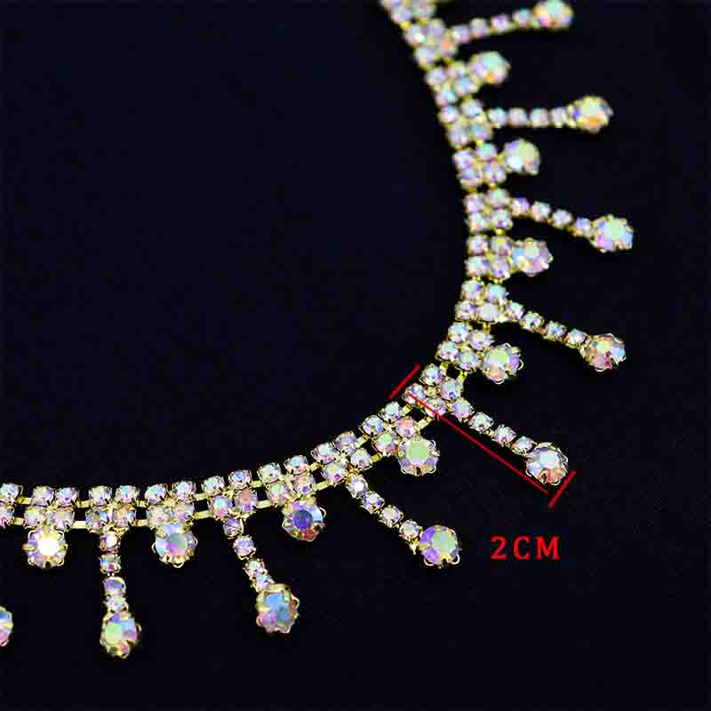 10Yards Rhinestone Fringe Trim Sparkle Diamond Rhinestone Tassel Chain Crystal Belt Clothing Bag DIY Wedding Decoration Gift