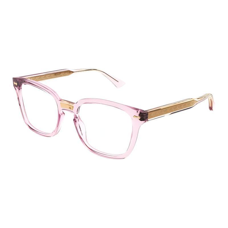 Gucci Temple Decoration Square Optical Frame Unisex Couple Style Pink