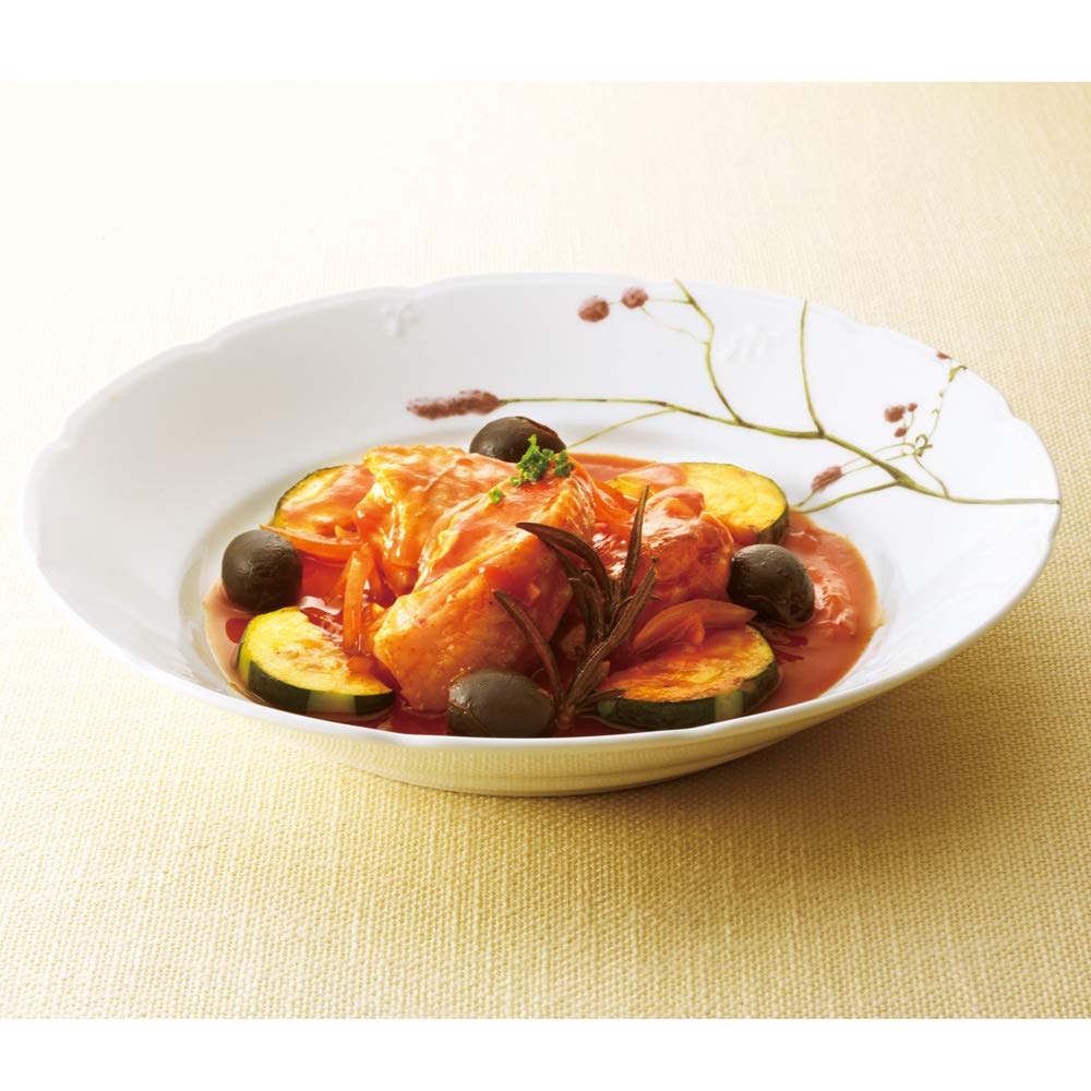 NARUMI Curry and Pasta Plate Satohanagoyomi Hana 21cm Floral Set of Cute Wedding Microwave Made in Gift Set, (Sato Goyomi) Design, Diameter, Green,