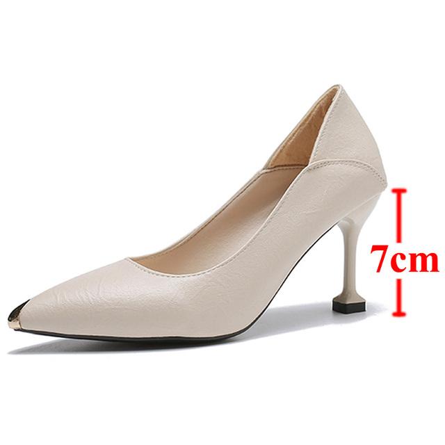 

Туфли-лодочки из мягкой искусственной кожи на тонком каблуке, женские модные туфли на высоком каблуке с металлическим острым носком, женские новые офисные повседневные туфли 37