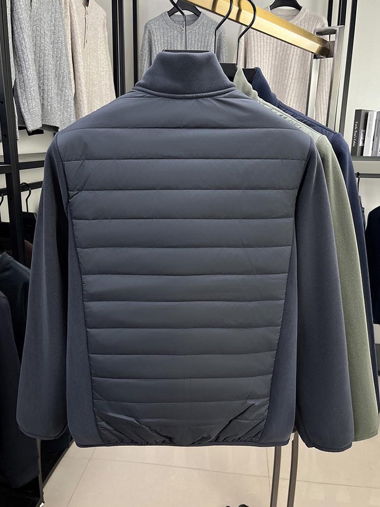 Men's Velvet Patchwork Jacket - Autumn/Winter Lightweight Cotton with Stand Collar, Wool Berber Fleece, Casual Fashion