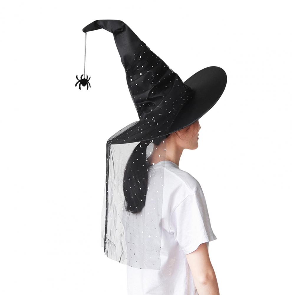 Halloween Witch Hat Mysterious Witch Hat Foldable Black Satin Witch Hat for Women Halloween Party Costume Cosplay for Carnivals
