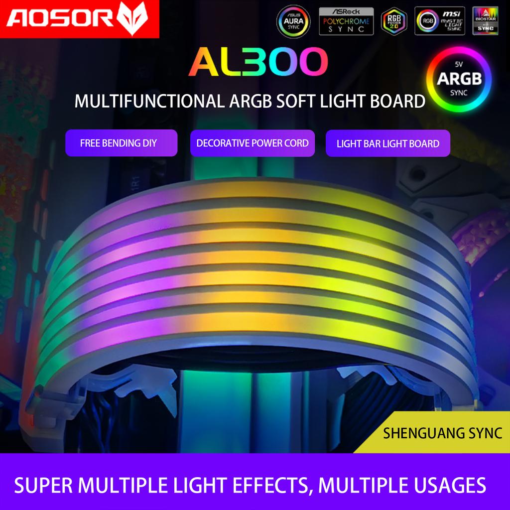 COOLMOON AOSOR ARGB  LED Light Strip for 24PIN Motherboard Power Extension Cable Aura Sync Flexible LED Strip Light DIY Kit