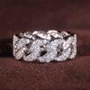 Huitan Chunk Chain Linked Design Women Finger Rings Full Dazzling Crystal Cubic Zirconia Modern Fashionable Jewelry