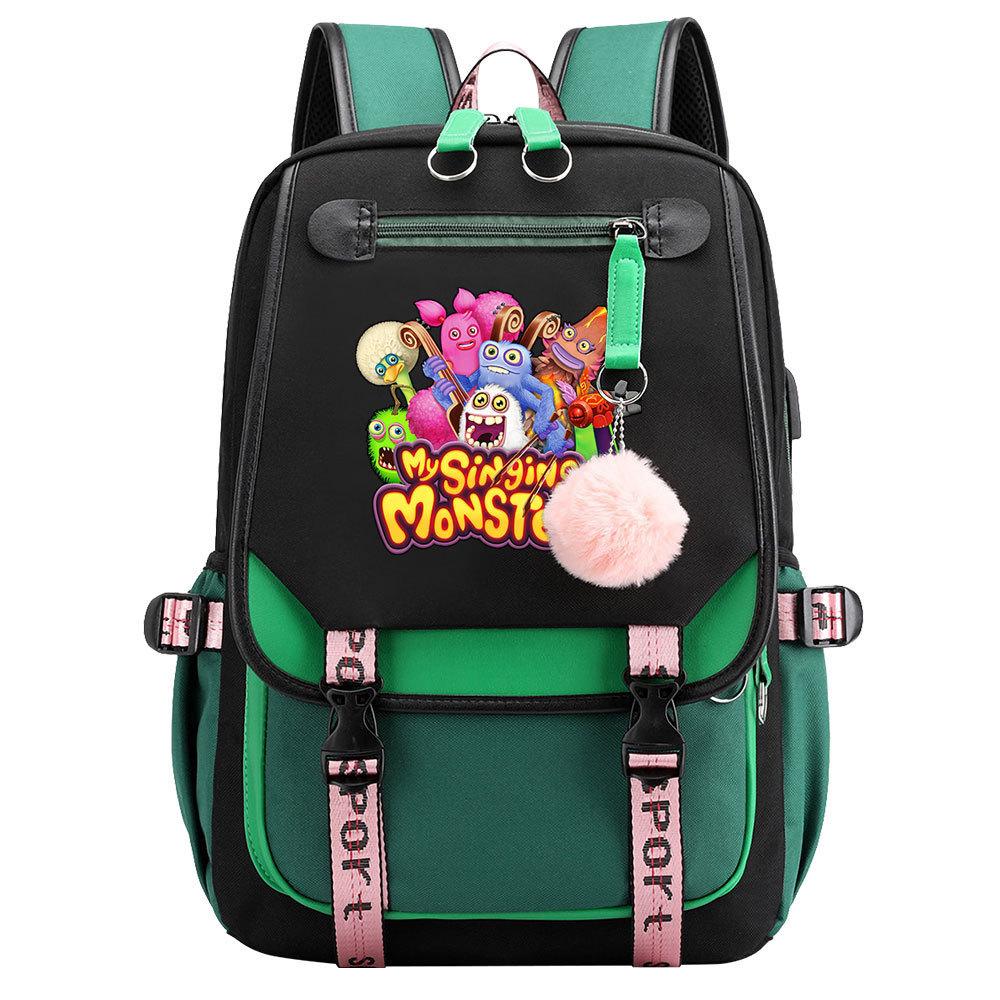 Game Monster Concert Printed USB Teen Student School Bag Men's and Women's Casual Webbing Flip Backpack
