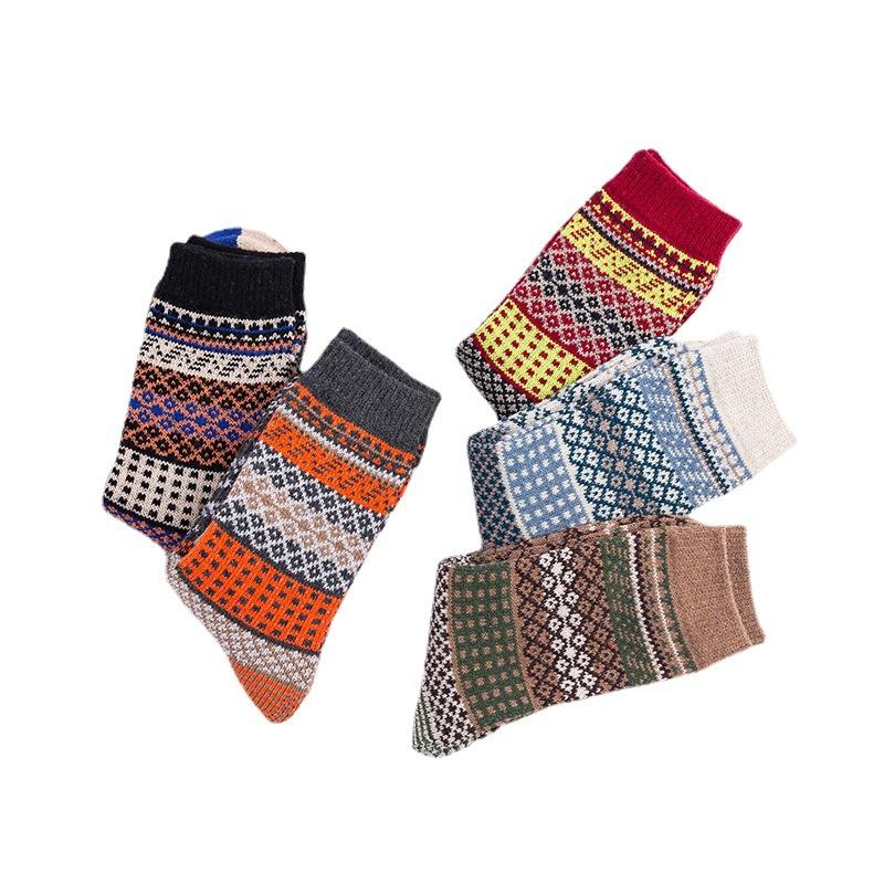 5 Pairs of Autumn and Winter Socks: Women's Mid-calf Socks with Thickened Thread and Warm Rabbit Wool Socks