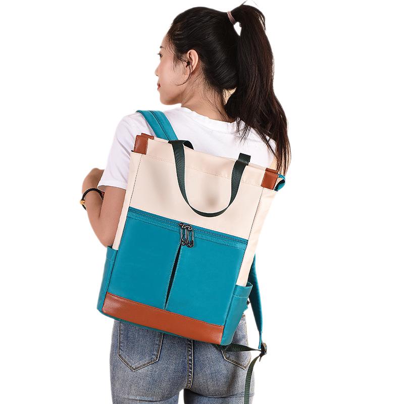 Stylish Color Block Women's Backpack - 2026 Large Capacity, Lightweight, Anti-theft, Double Shoulder, Perfect for Commuting, Travel, and School.
