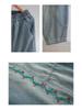 Plus Size Retro Embroidered Harem Denim Cropped Pants for Women - Casual Autumn Elastic Fit