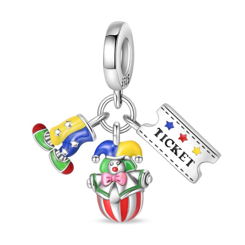 Fun Copper Magic Hat Card Graffiti Amusement Park Circus Charms Beads Fit Pan Original Bracelets Diy Fine Jewelry