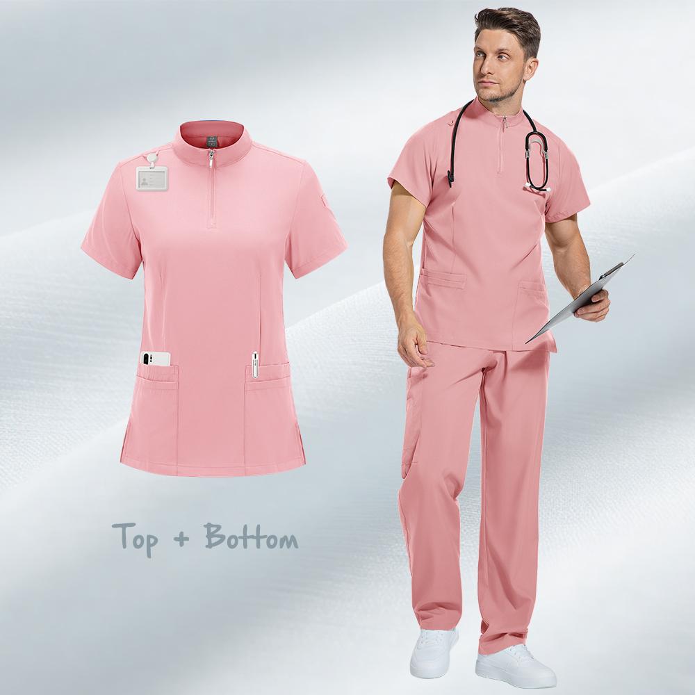 Nursing Scrubs Set Anti-Wrinkle Medical Surgical Gown Hospital Scrub Top Doctor Nurse Special Scrub Uniform Men Women