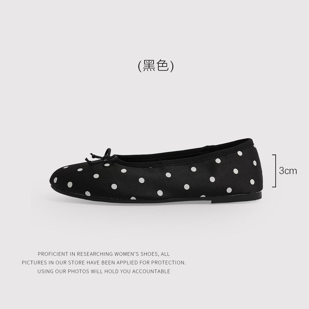 French FlatBottomed Bow OnePedal ShallowMouth Single Shoes Women'S Spring Round Head Evening Shoes Ladyshoes