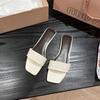 Fashion Women Fashion Sandals 2025 New Summer Flat Shoes Square Toe Slip-on Girls Indoor Street Slippers Plus Size Beach Slides