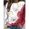 Fashion Versatile Flower Print Women's Top Long Sleeve Casual Loose T-Shirts Women’s Pullovers Long Sleeves Women’s
