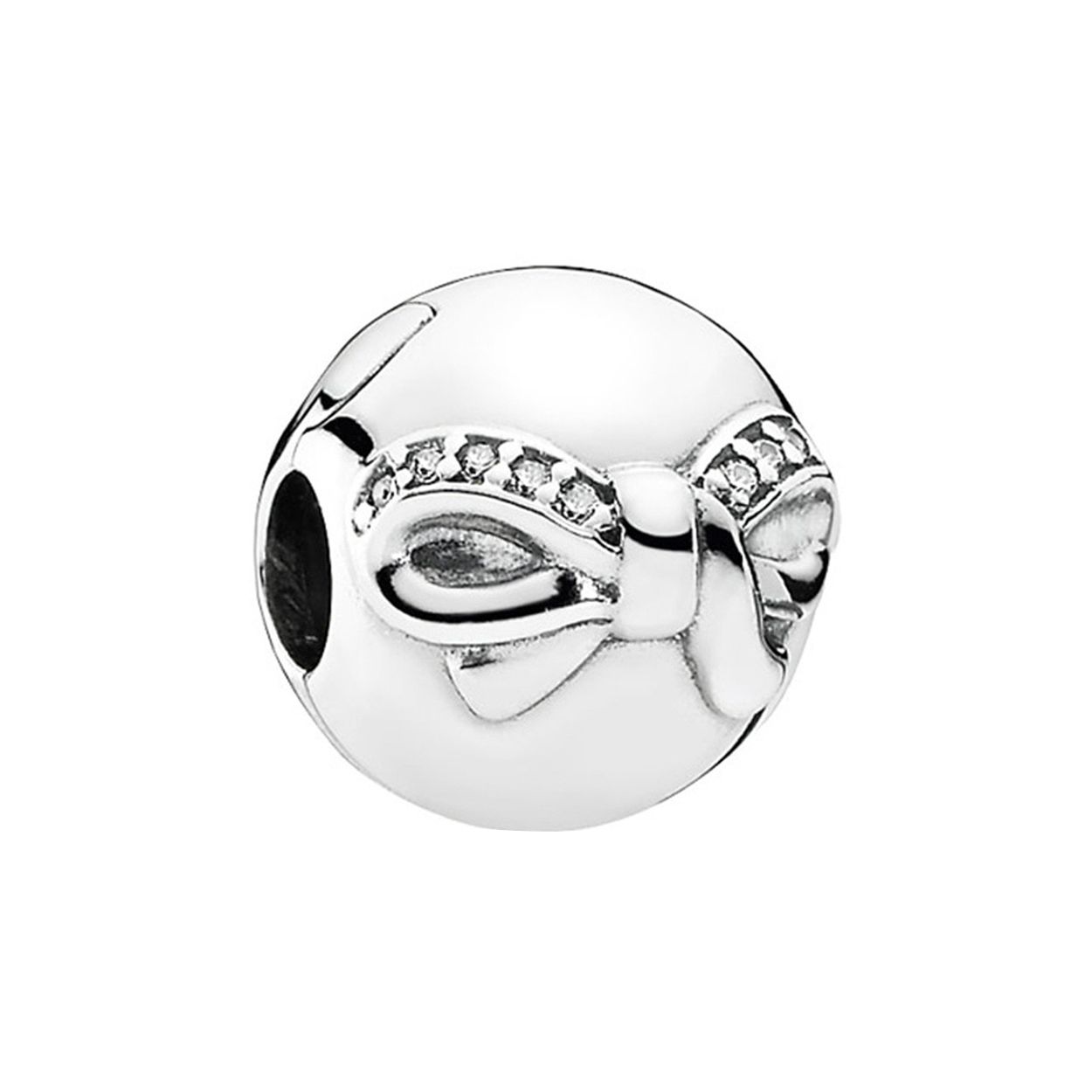 Pandora 925 Silver Zirconia Bow Fixed Clasp Bead Women beads 791777CZ-OP 1*0.5cm