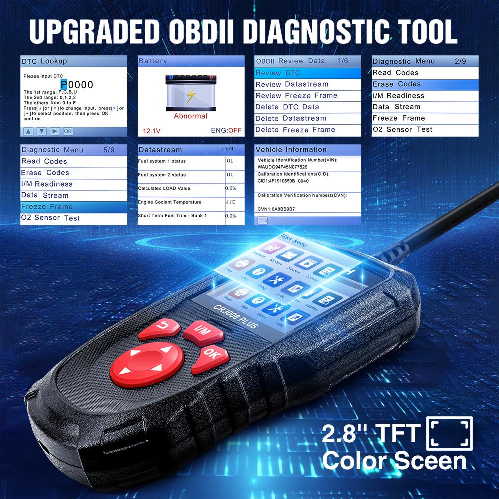 LAUNCH X431 CR3008 Plus Full OBD2 Diagnostic Tool Support Engine Battery Diagnostic OBD2 Scanner Free Update Online PK KW850