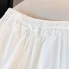 Women's 2026 Spring Solid Elastic Waist Wide-Leg Cropped Pants