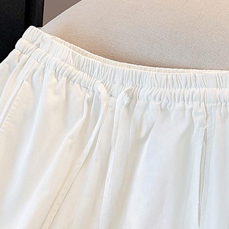 Women's 2026 Spring Solid Elastic Waist Wide-Leg Cropped Pants