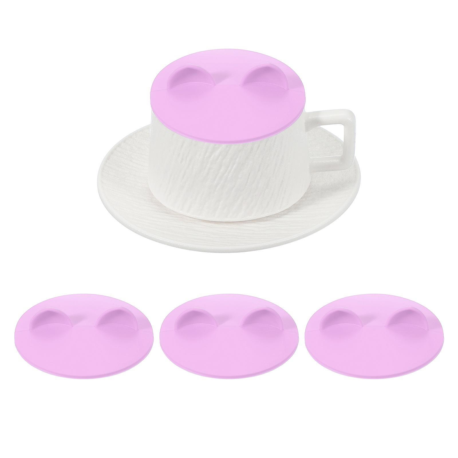 

3Pcs 4.1 Inch Silicone Cup Lids Cat Ear Universal Cup Lids for Mugs, Tea Cups, Coffee Cups, Dust-proof Reusable фіолетовий
