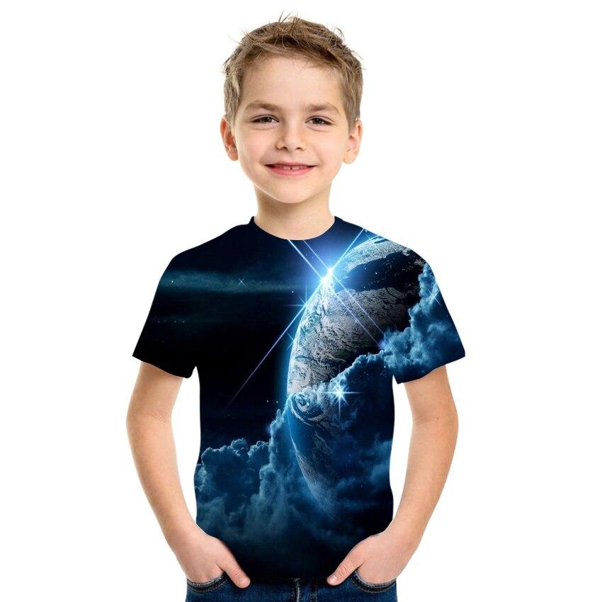 Letnia koszulka dziecięca kosmiczna gwiaździste niebo z nadrukiem 3d Harajuku Koszulka z krótkim rękawem