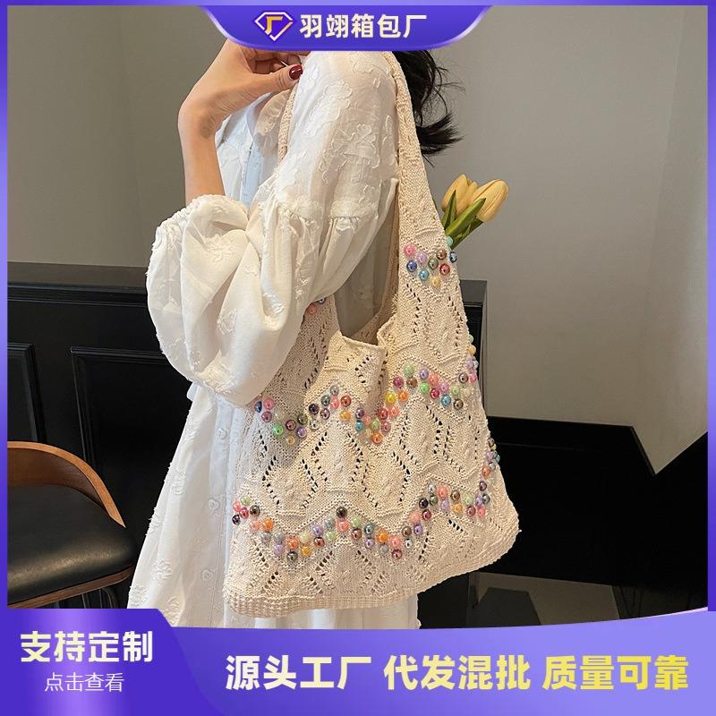 Lazy wind big bag women's new popular fashion knitted shoulder bag large capacity commuter tote bag