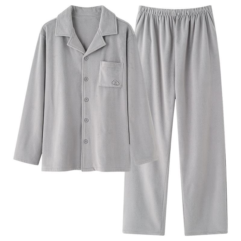 Pajamas Men's Autumn and Winter Island Fleece Warm Long Sleeve Loose Large Size Spring and Autumn Coral Fleece Suit Loungewear Youth