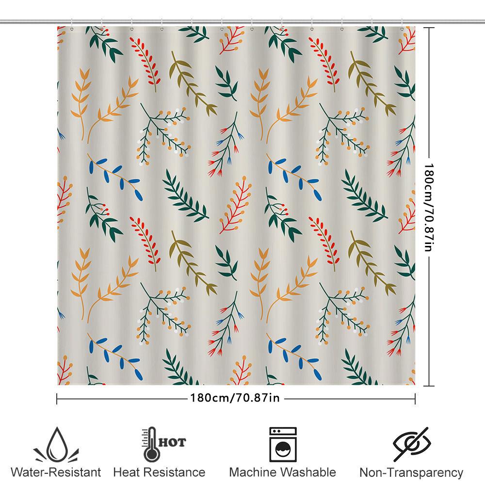 Modern Style Bath Shower Curtain With Floral Print Multicolored Leaves Decorative Liner For Bathroom Perfect Gift Idea (White Ba