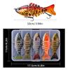 5pcs Artificial Hard Baits Swimming Lure with Treble Hook Multi Jointed Swimbait Saltwater Swimbait Fishing Tackle