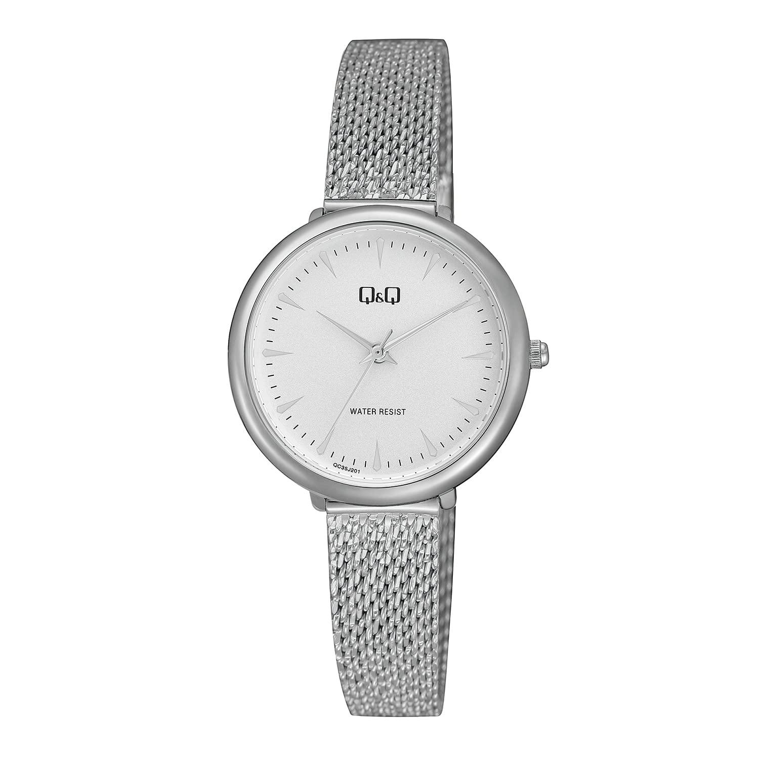 

Аналоговые водонепроницаемые часы Citizen с сетчатым браслетом Q&Q Overseas серебристого цвета, Модель, QC35J201,