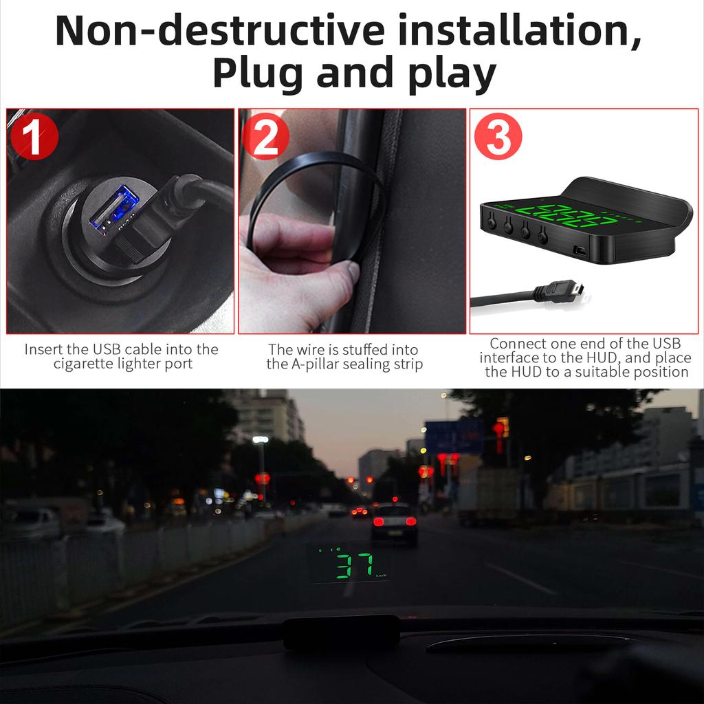 Universal GPS Head-up Display Digital Speedometer for All Cars Auto Electronic Dashboard with Over Speeding Alarm Plug and Play