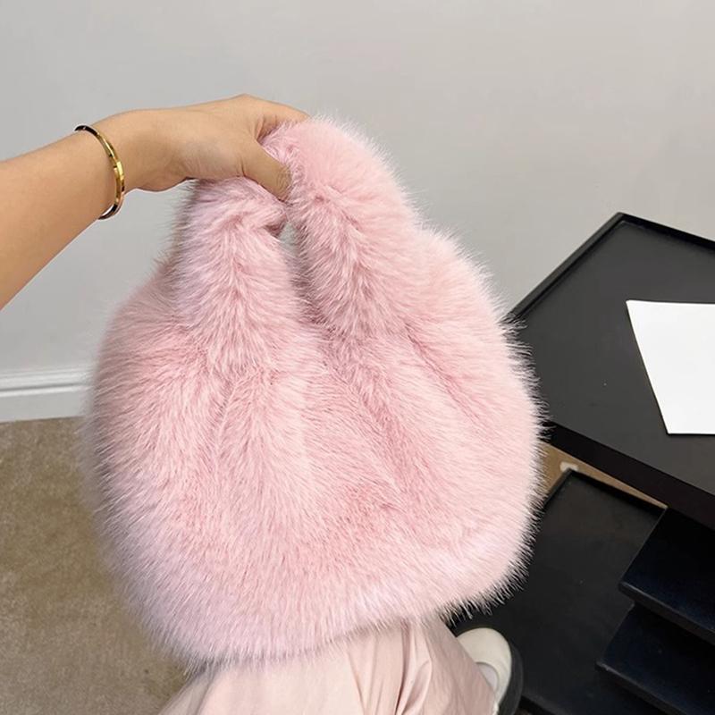 Fashion Cute Soft Plush Bag For Women Girls Luxury Fluffy Tote Bag Versatile Exquisite Autumn Winter Fur Shoulder Handbag Gifts