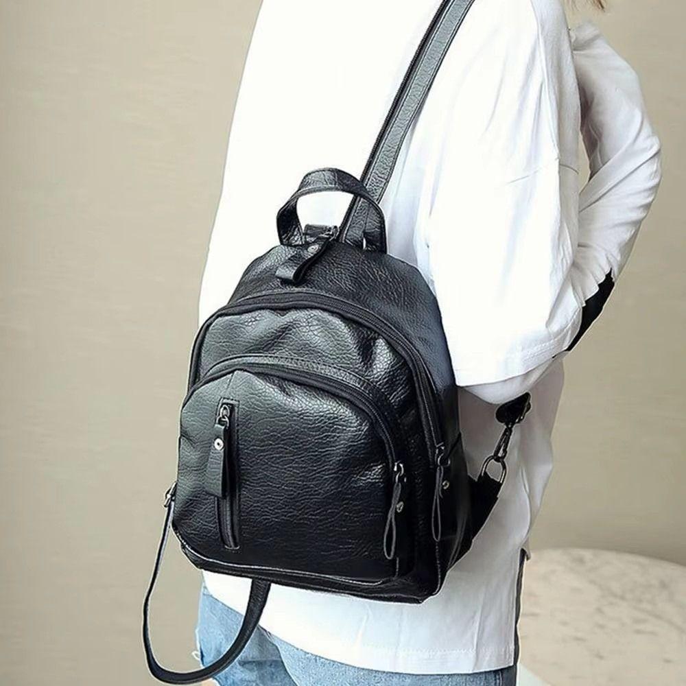 Black Small Backpack High Quality School Bag Fashion Women Backpacks  Ladies