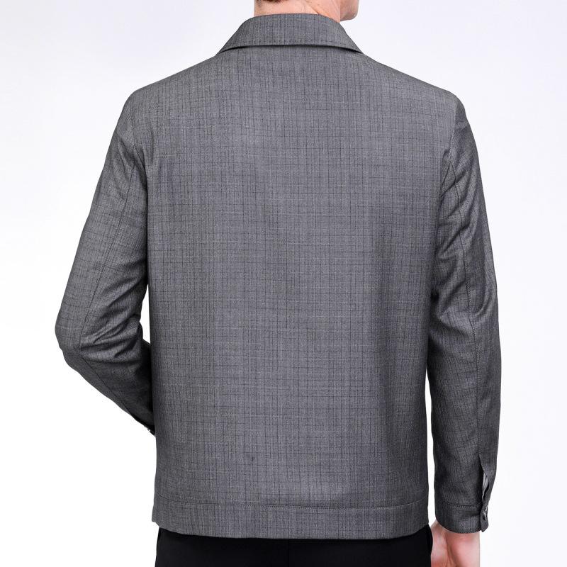 Men's Wool Lapel Jacket - Spring/Autumn Business Casual, Middle-Aged Loose Fit, Iron-Free Overcoat