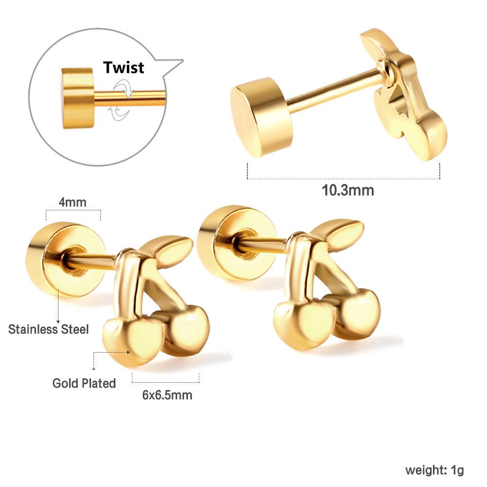 

Minimalist Geometric Ear Cuff Studs Screw Back Gold Jewelry Small Delicate Earrings 18k gold plated вишня