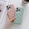 Luxus einfarbige Leder Rauten Auf und Ab Nicht Randlos Handyhülle Für iPhone 16 Pro Max 14 11 12 13 15 Pro Max Bumper Hülle
