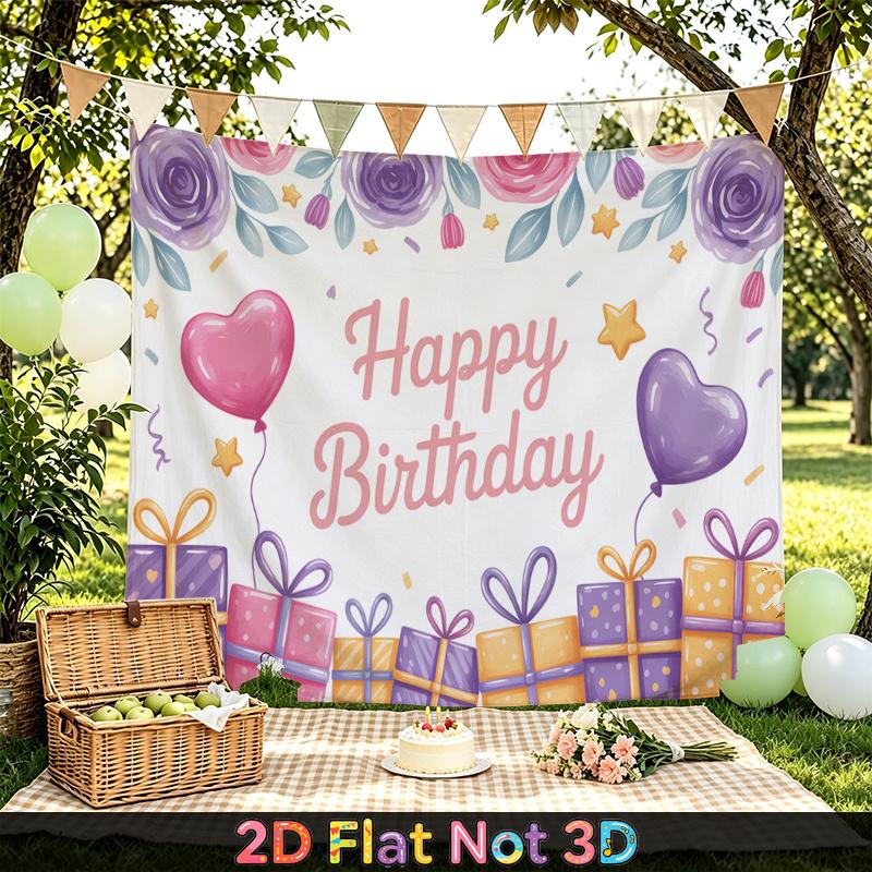 Party Backdrop Pink Purple Photo Booth Background Front Door Decor