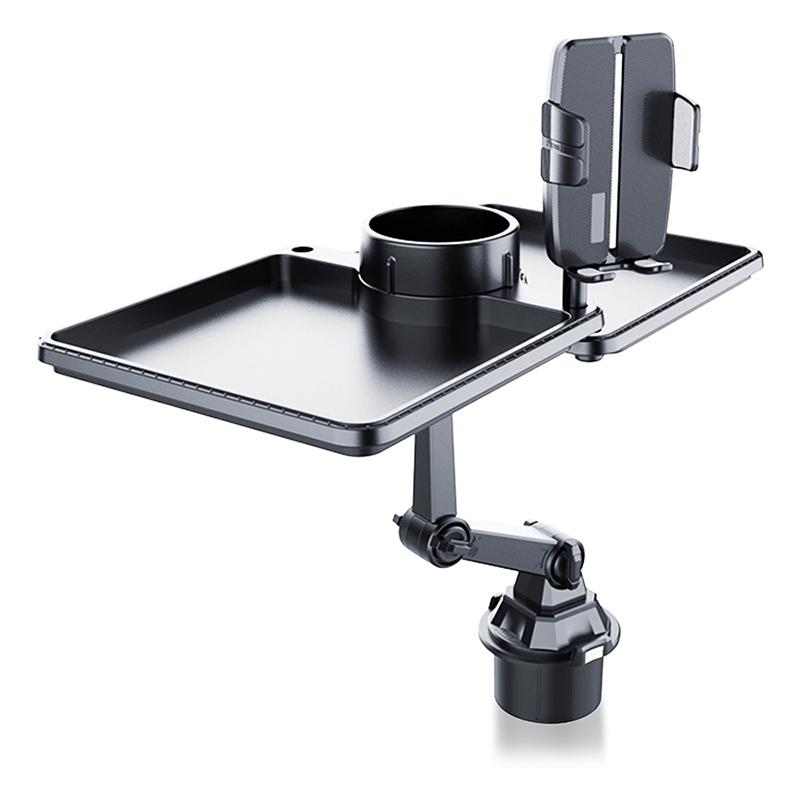 

1 Set 360 Adjustable Table Slot Food Organized Tray Car Dual Cup Holder Expander With Tray Phone Holder Portable Drink Stand CP253