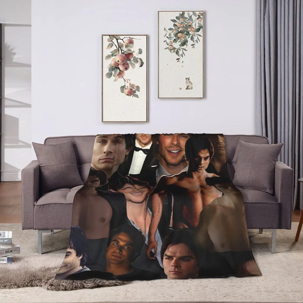 The flannel blanket from the TV series "The Vampire Diaries" is suitable for sofas living rooms offices bedrooms and travel
