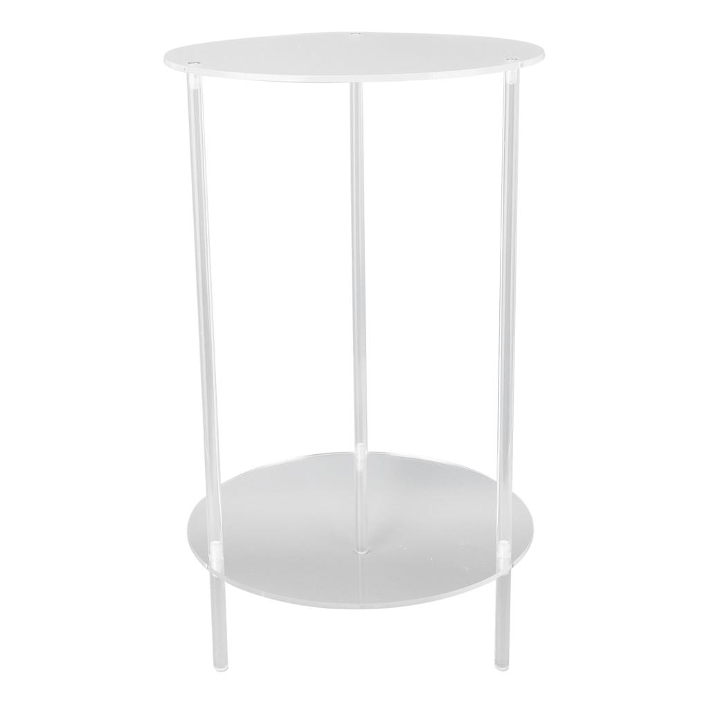 Clear Acrylic Side Table 2 Tier Round Top Nightstand Small Modern End Table for Living Room Bedroom