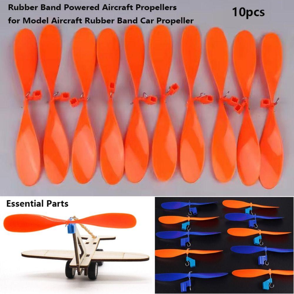 10pcs 2 Colors Rubber Band Powered Propellers Plastic Car Propeller For Student Airplane Projects