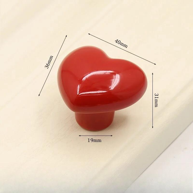Heart Shaped Door Handles No- Punching Heart-shaped Cabinet Knob Colored Door Pull Handles Furniture