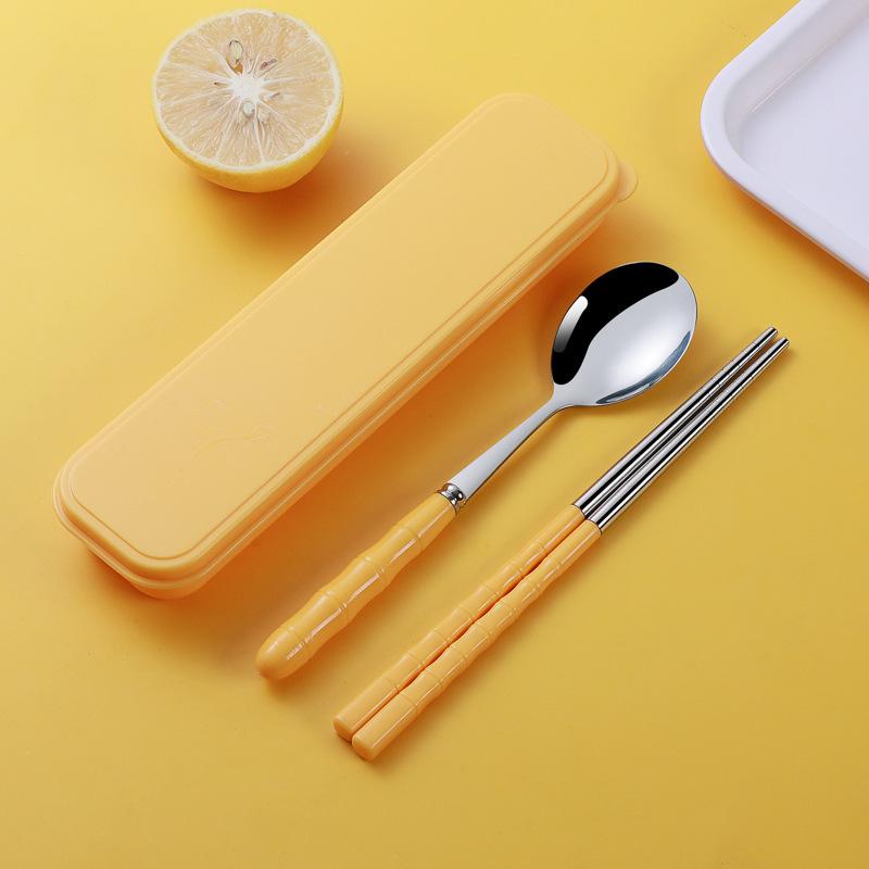 Stainless Steel Cutlery Set Spoon Fork Chopsticks Set with Box Case Travel Cutleries