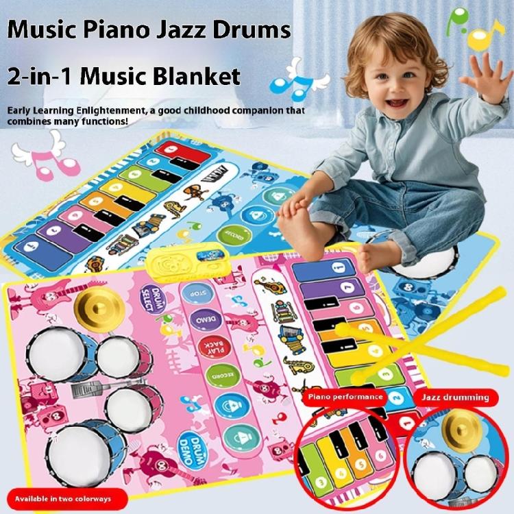 Interactive Kids Piano Playmat With Drum Sounds Musical Learning Toy for Creative Game & Physical Development