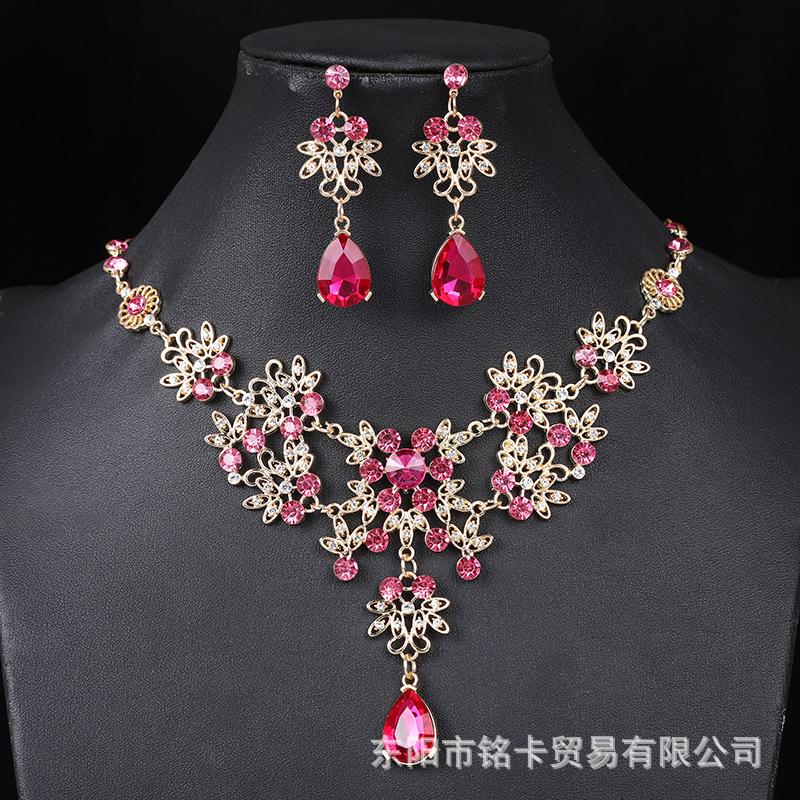 Fashion Necklace And Earrings Set - Leaf And Droplet Wedding Set - Bride's Jewelry Set
