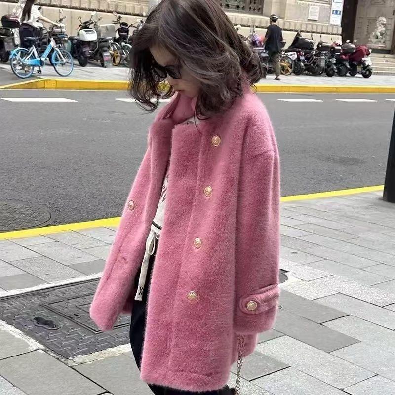 Imitation Mink Velvet Jackets Girls Autumn Winter Loose White Casual Sweater Coat Kids Jacket