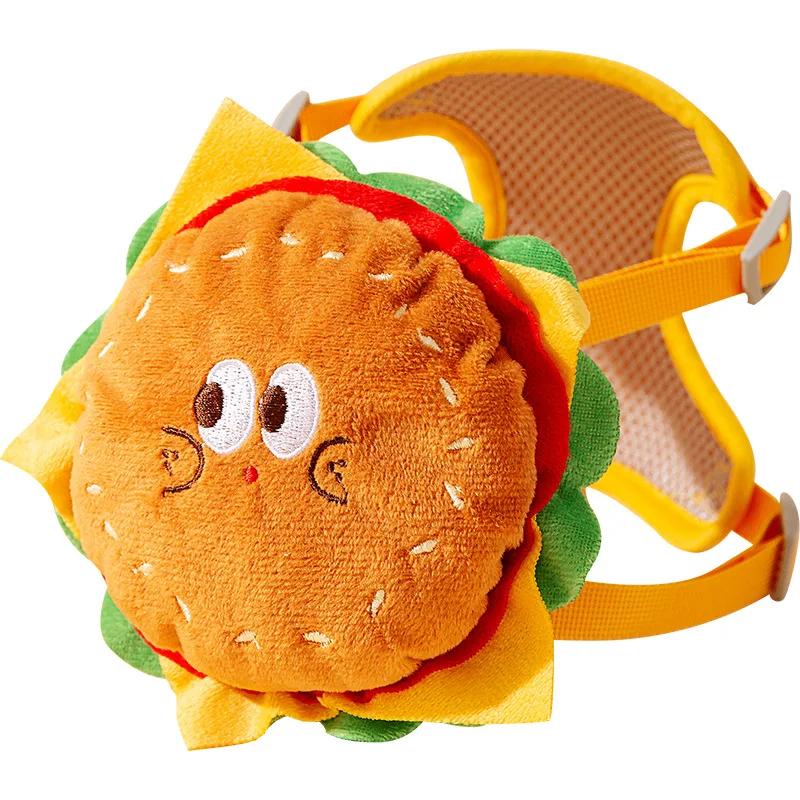 Pet Adorable Burger and French Fries Backpack Towing Rope Cat Vest Dog Chest Strap Designed for Walking Dog Rope Supplies