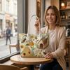 Bee Flower Pattern Tote Bag Casual Fashion Handbag for Daily Shopping Travel Use