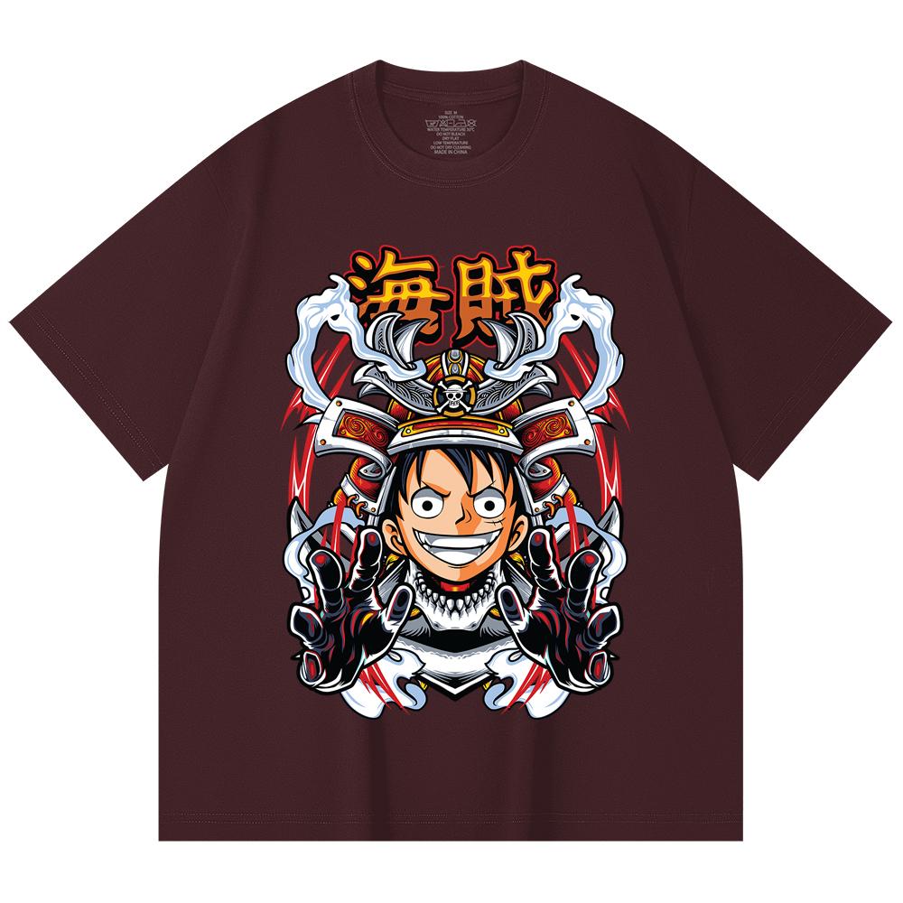 230 Gsm 100% Cotton One Piece V70 Luffy Samurai Print Unisex Heavy Cotton T Shirt