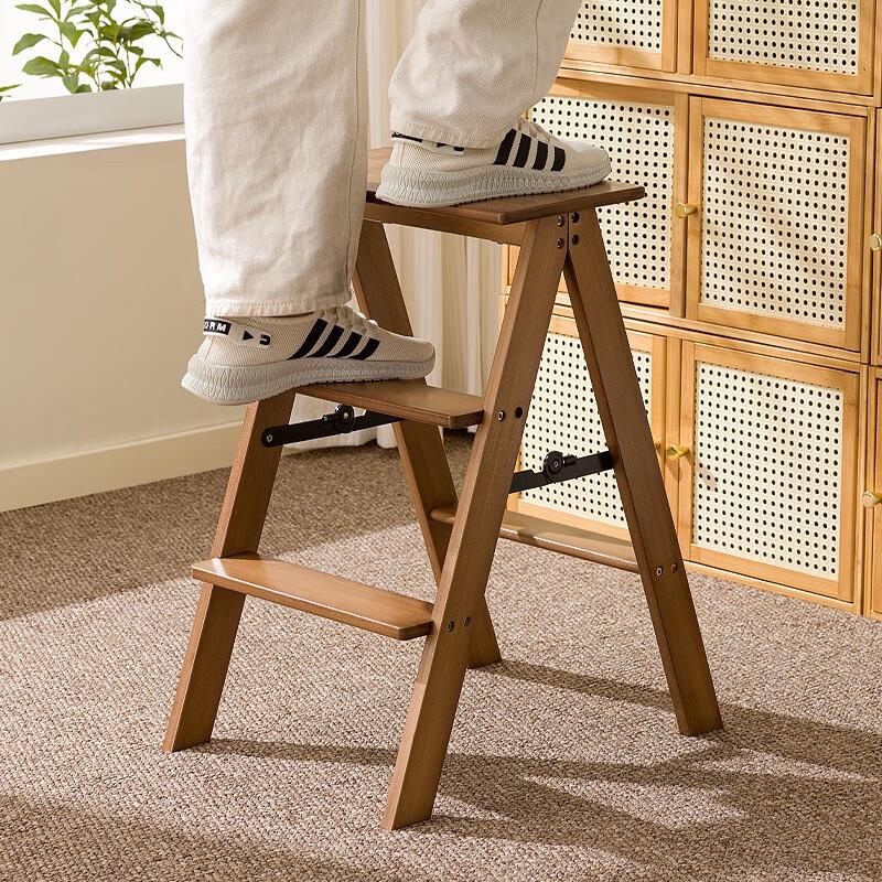 Bamboo Foldable 3-Step Ladder Stool