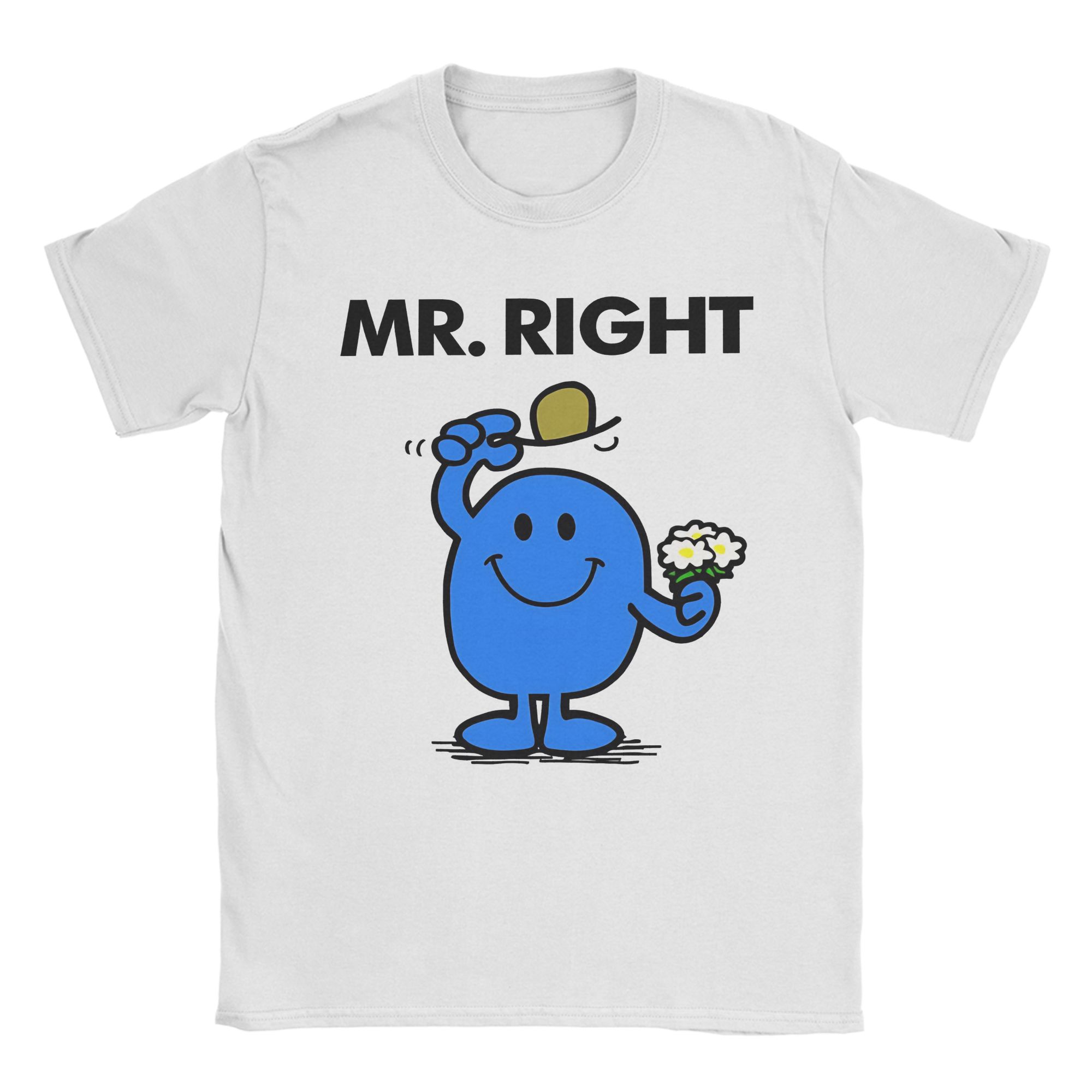 

Футболки Mr Right Mr Men Little Miss для чоловіків жінок Чудова бавовняна футболка Круглий комір Короткий рукав Футболки Дорослий одяг L